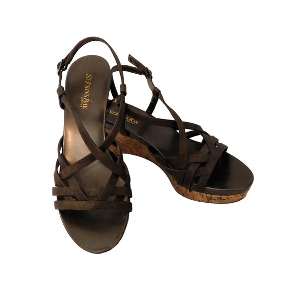 St.Johns Bay Shoes - St.Johns Bay Mina Bronze Strappy Wedges Brown Womens Size 8.5 New with Box